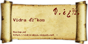 Vidra Ákos névjegykártya